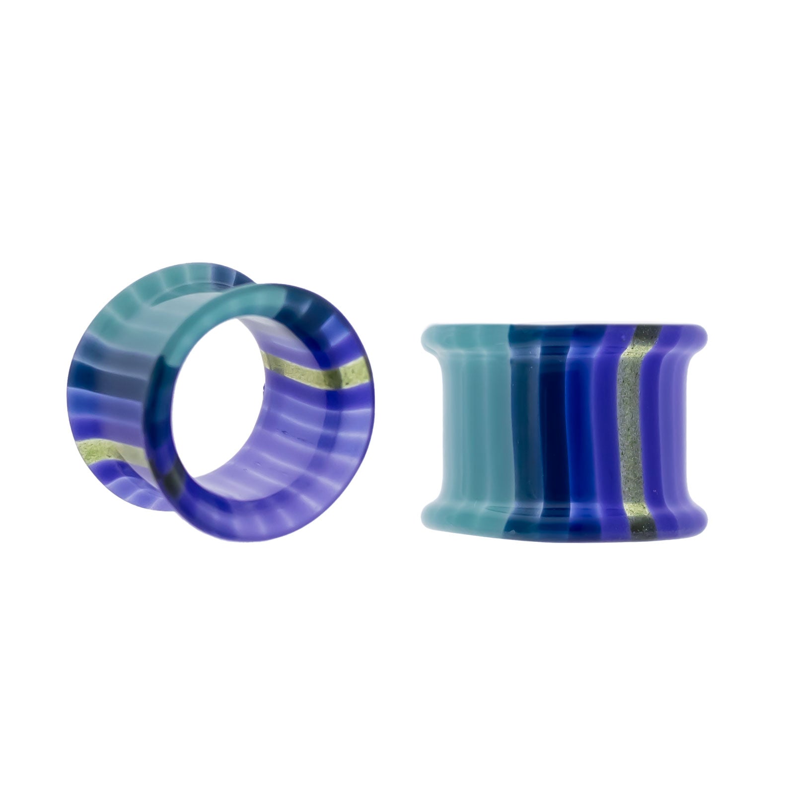 Pair Glass Double Flare Tunnels - Purple Waters - Pierced Addiction