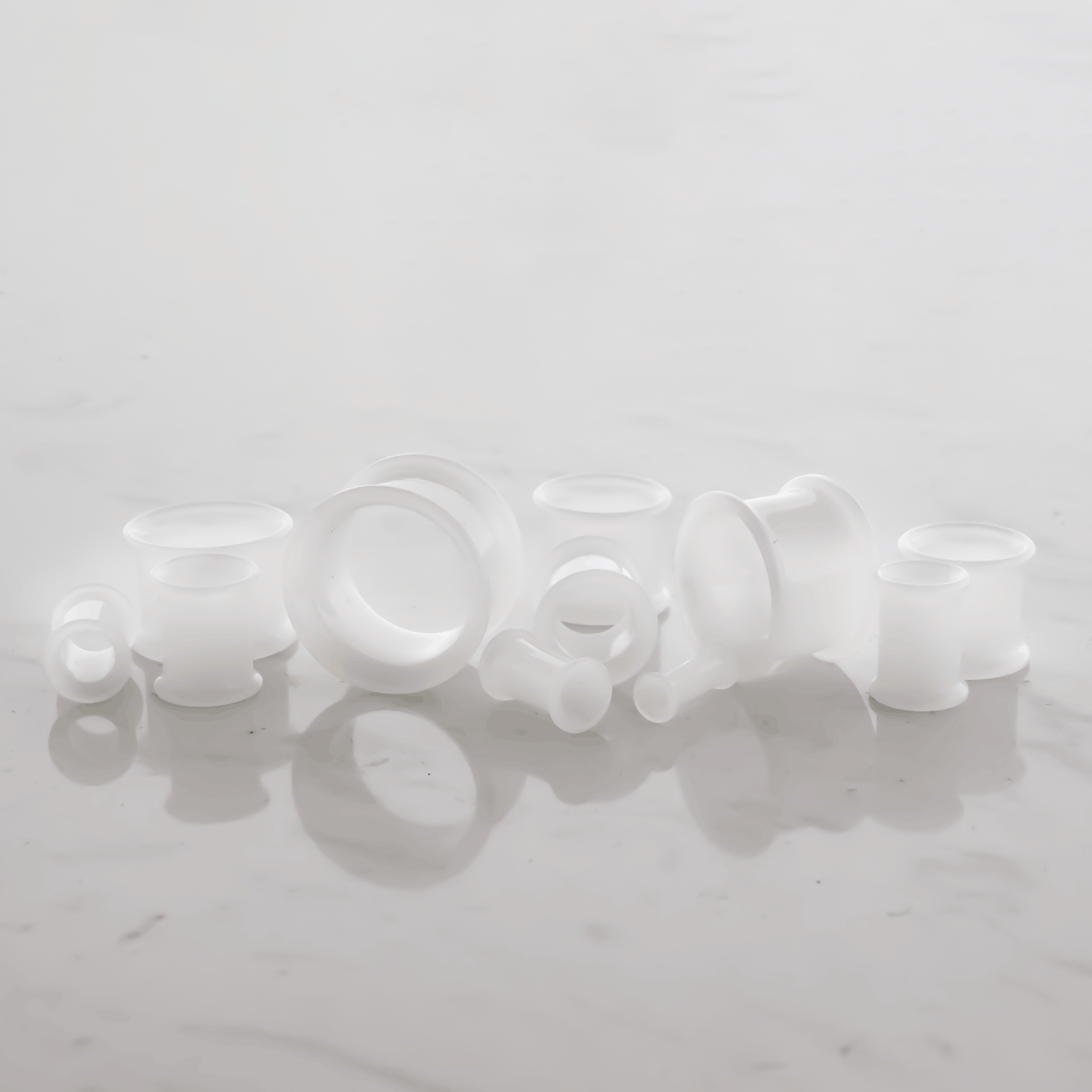 Glass Double Flare Tunnel - Translucent White - Pierced Addiction