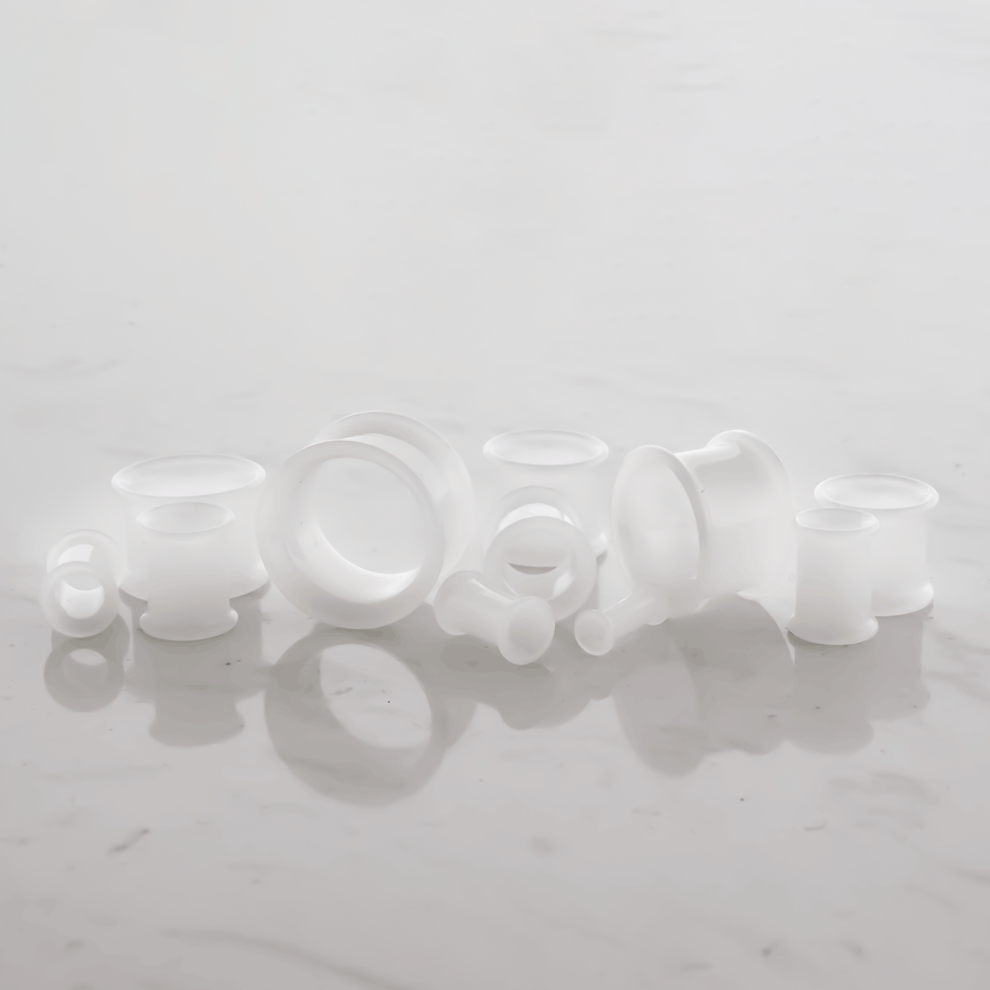 Glass Double Flare Tunnel - Translucent White - Pierced Addiction