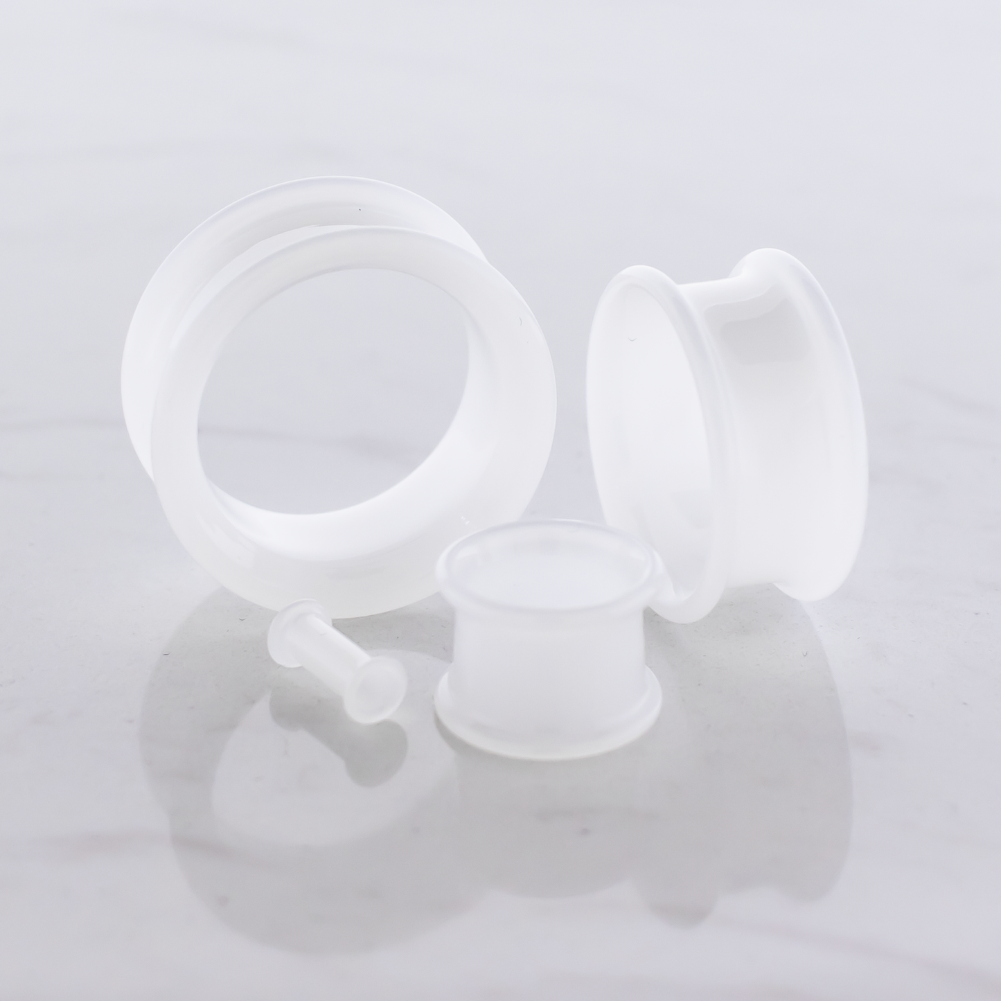 Translucent White Glass Double Flare Tunnels – 8G–5/8" | 5/16" Wearable - Pierced Addiction
