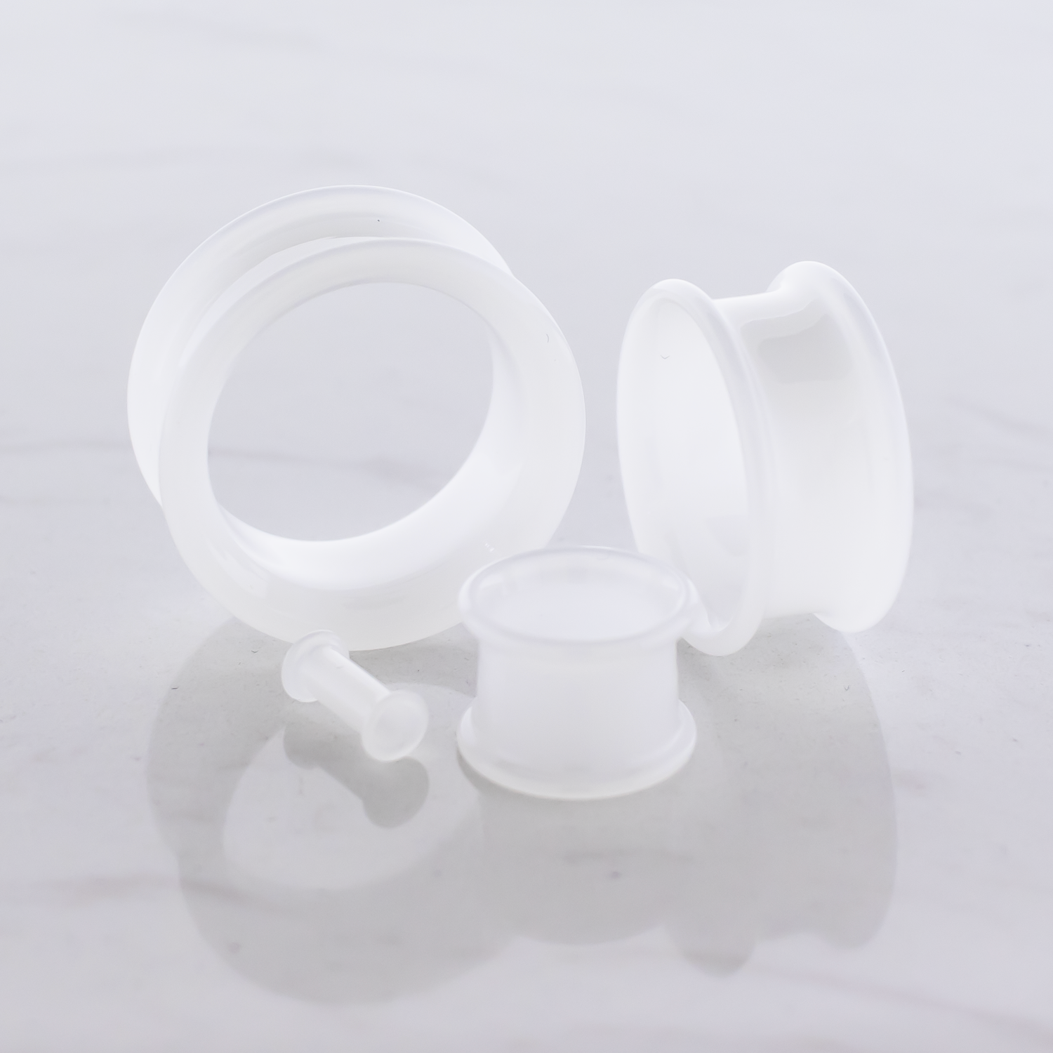 Translucent White Glass Double Flare Tunnels – 8G–5/8" | 5/16" Wearable - Pierced Addiction