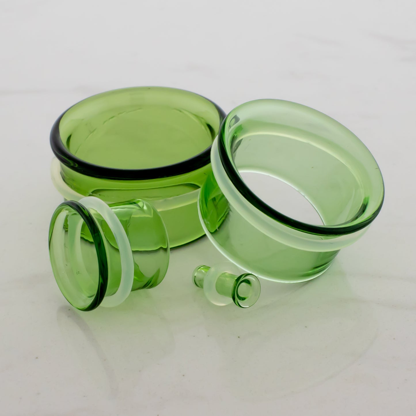 Pair Transparent Green Single Flare Tunnels - Pierced Addiction