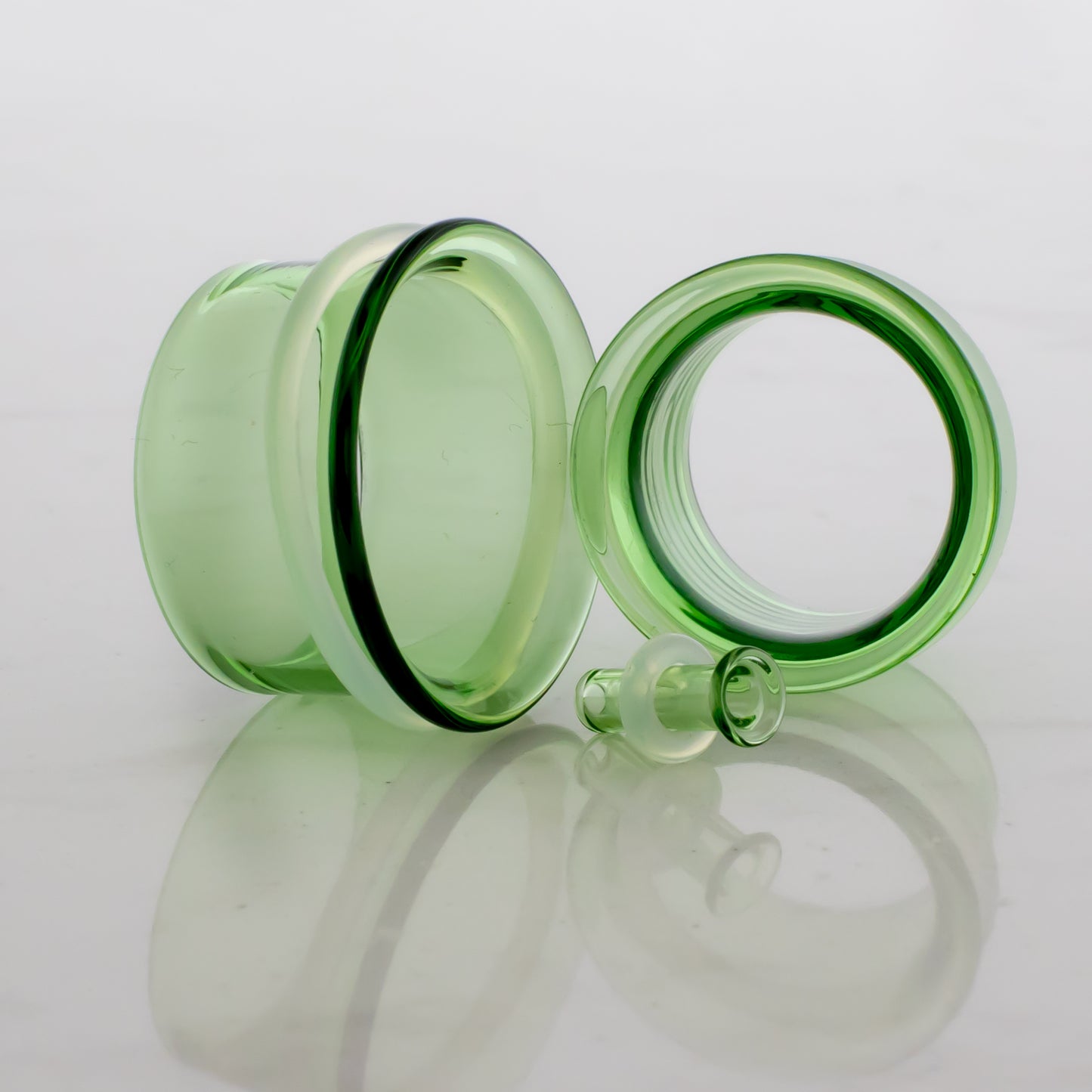 Pair Transparent Green Single Flare Tunnels - Pierced Addiction