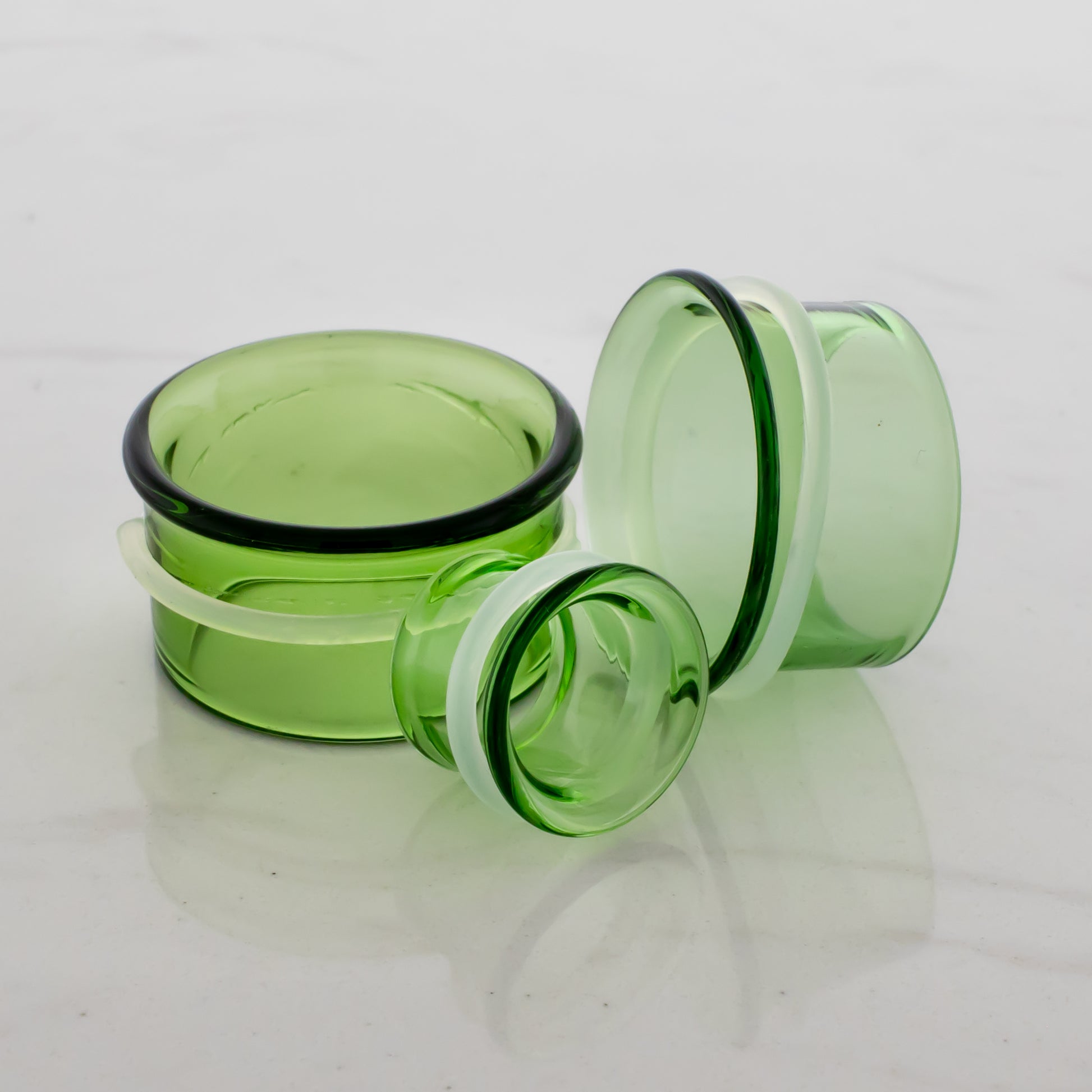 Pair Transparent Green Single Flare Tunnels - Pierced Addiction