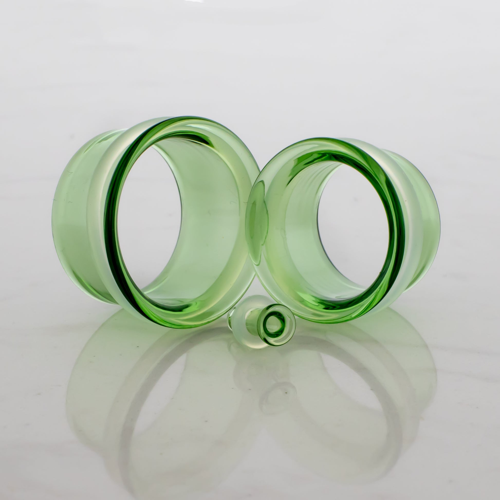 Pair Transparent Green Single Flare Tunnels - Pierced Addiction