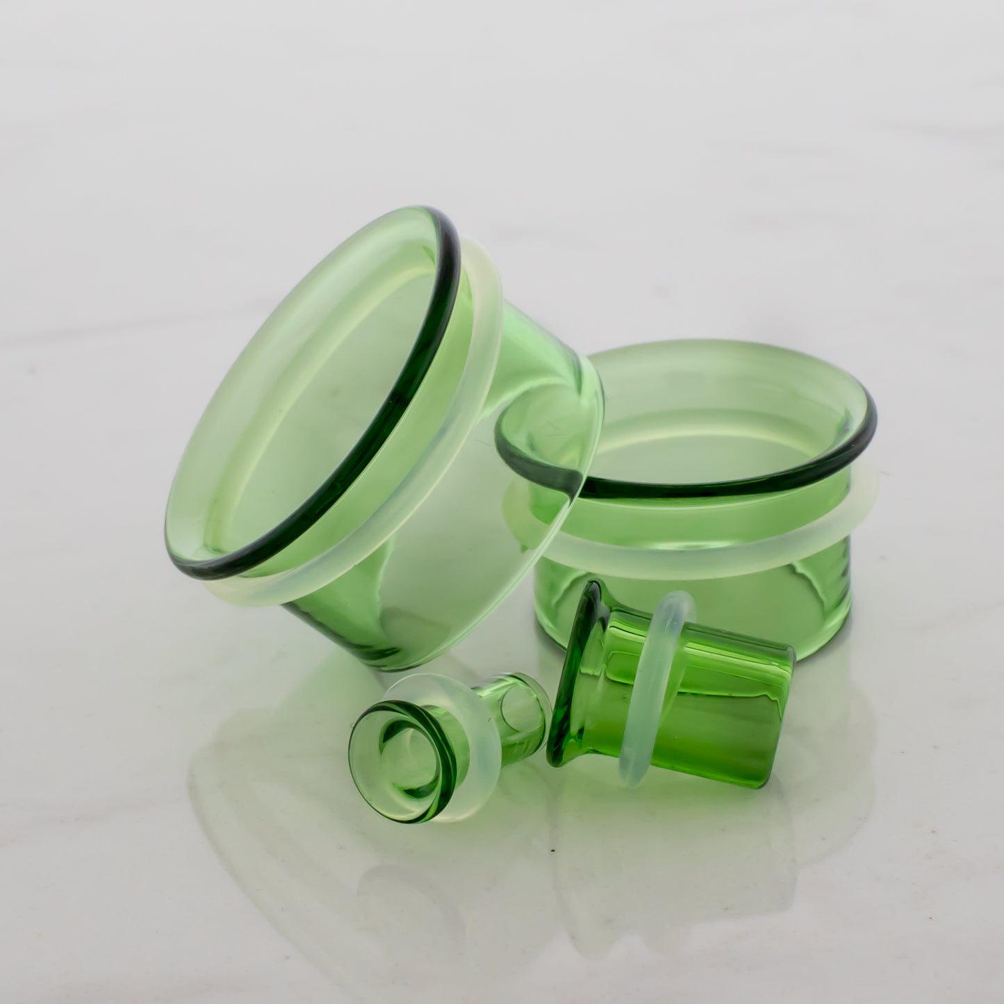 Pair Transparent Green Single Flare Tunnels - Pierced Addiction