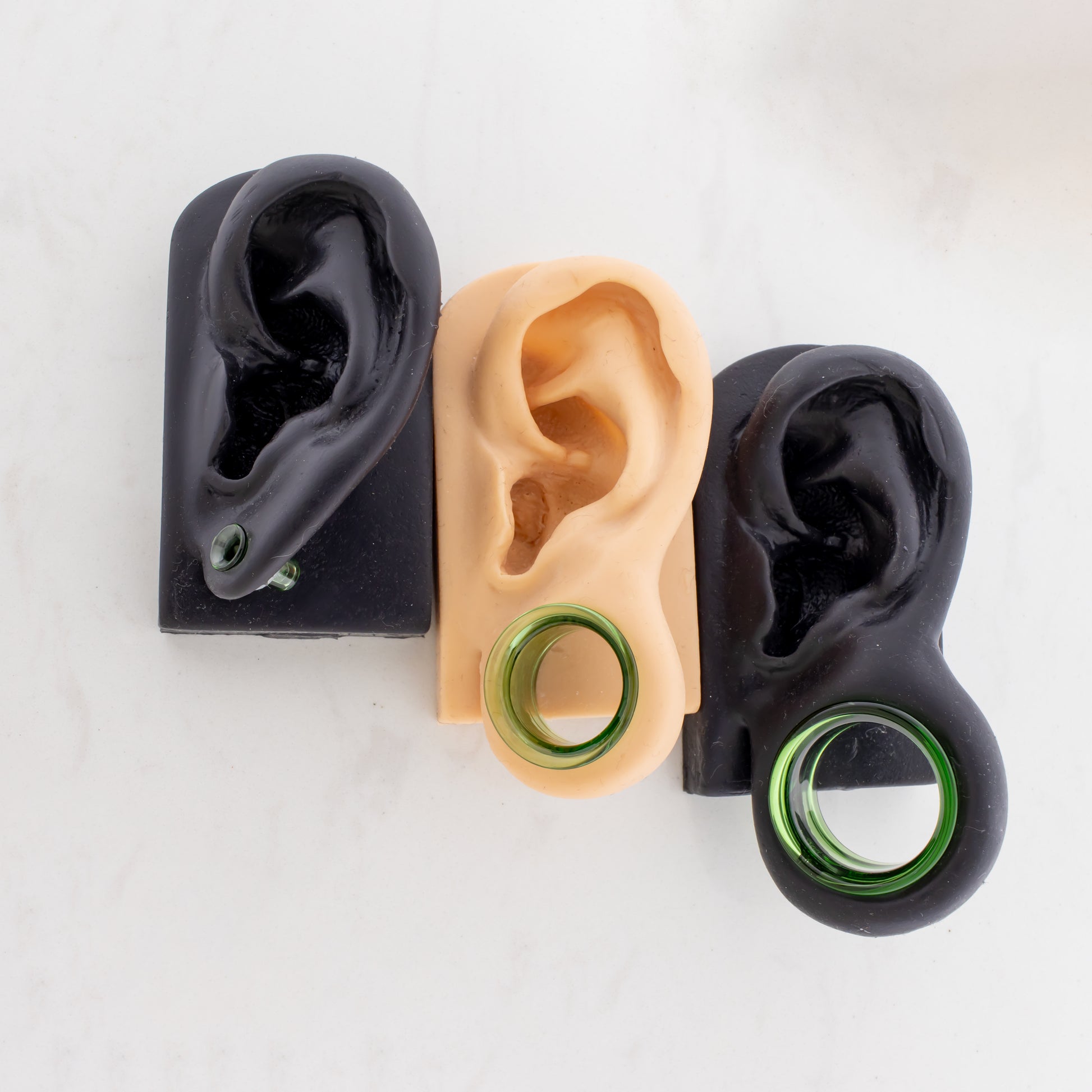 Pair Transparent Green Single Flare Tunnels - Pierced Addiction