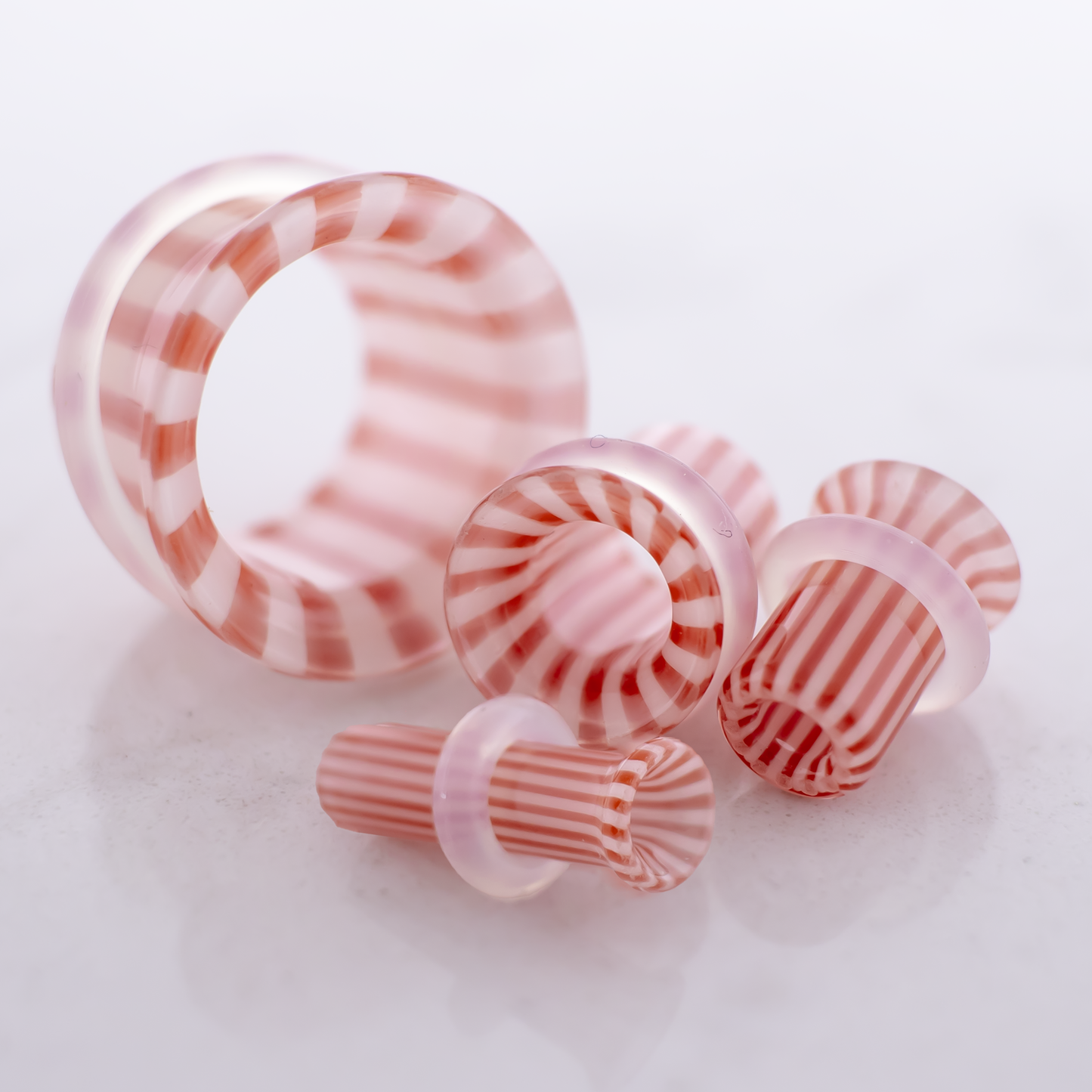 Pair Single Flare Borosilicate Glass Peppermint Tunnel - Pierced Addiction