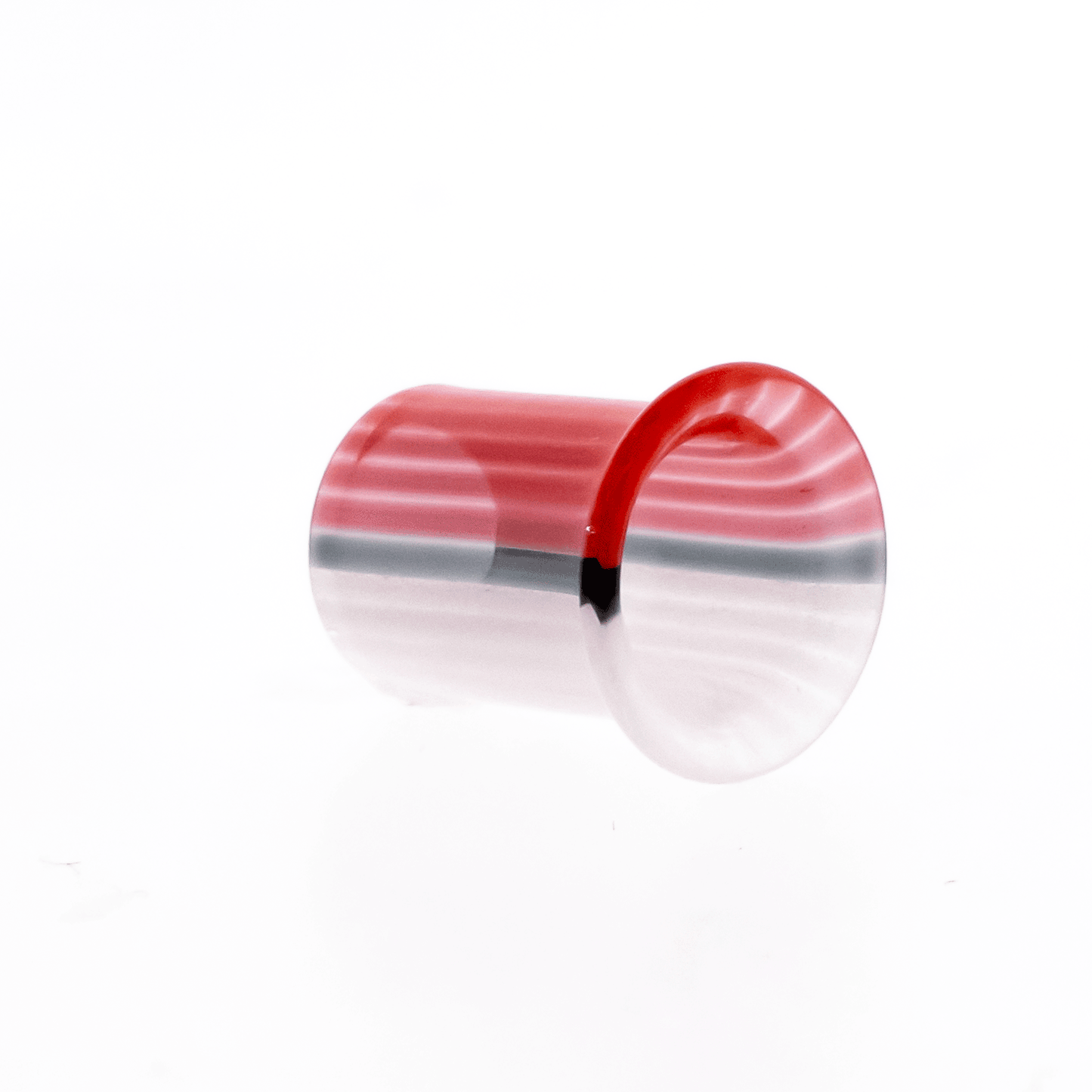 Pair Red and White Ball Glass Single Flare Tunnels - Pierced Addiction