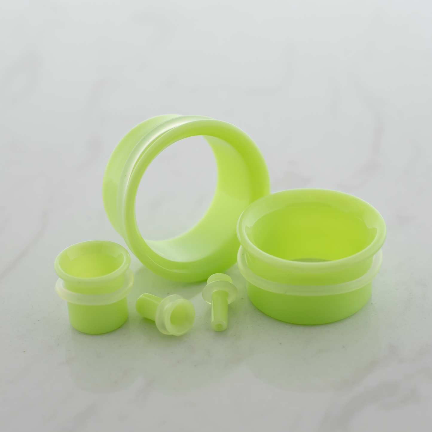 Pair Green Slyme Single Flare Tunnels - Pierced Addiction