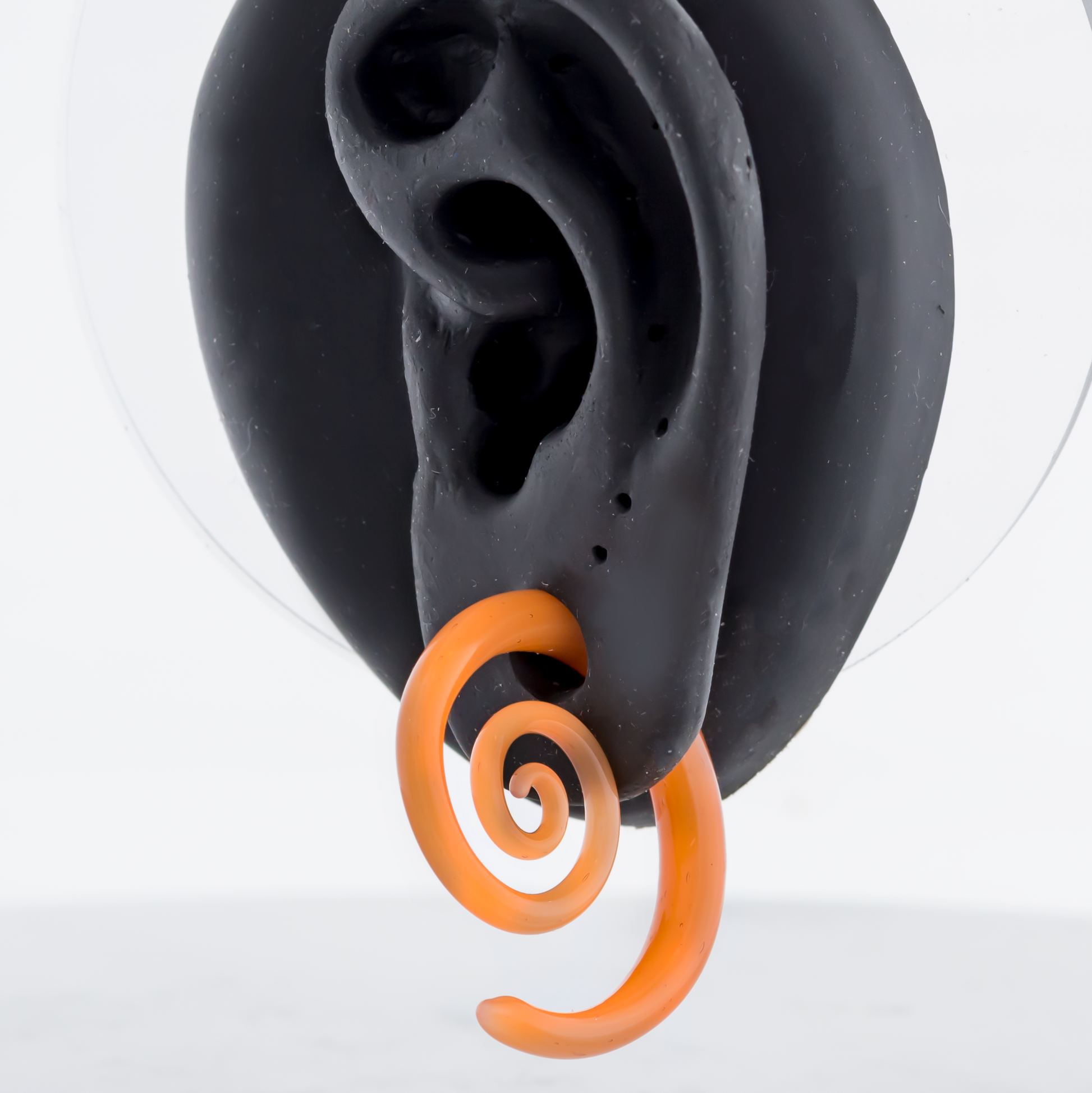 Borosilicate Glass Spiral – Peach 8G–2G Handmade Lightweight Glass Earrings - Pierced Addiction