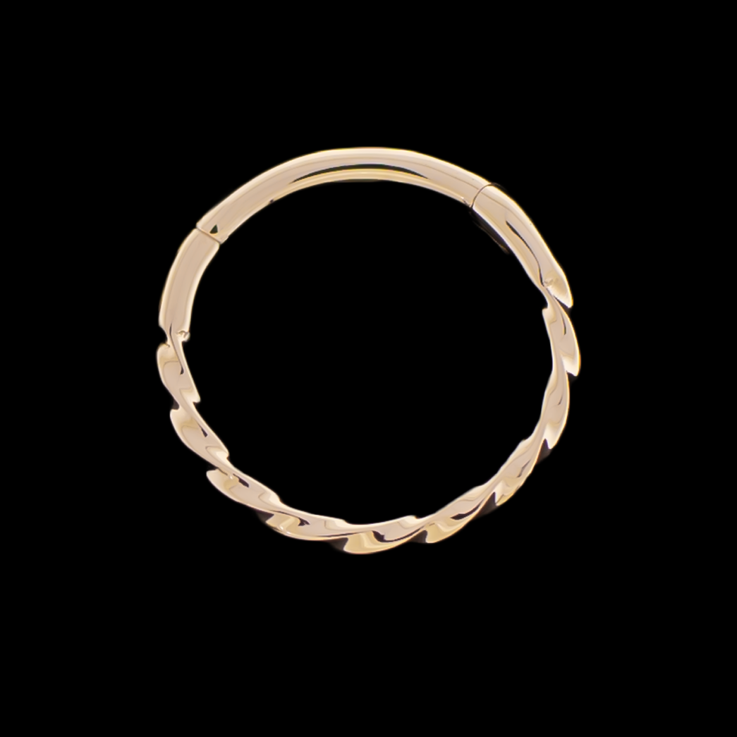 Thalina - 14Kt Gold Hinged Ring - Twisted design - Pierced Addiction