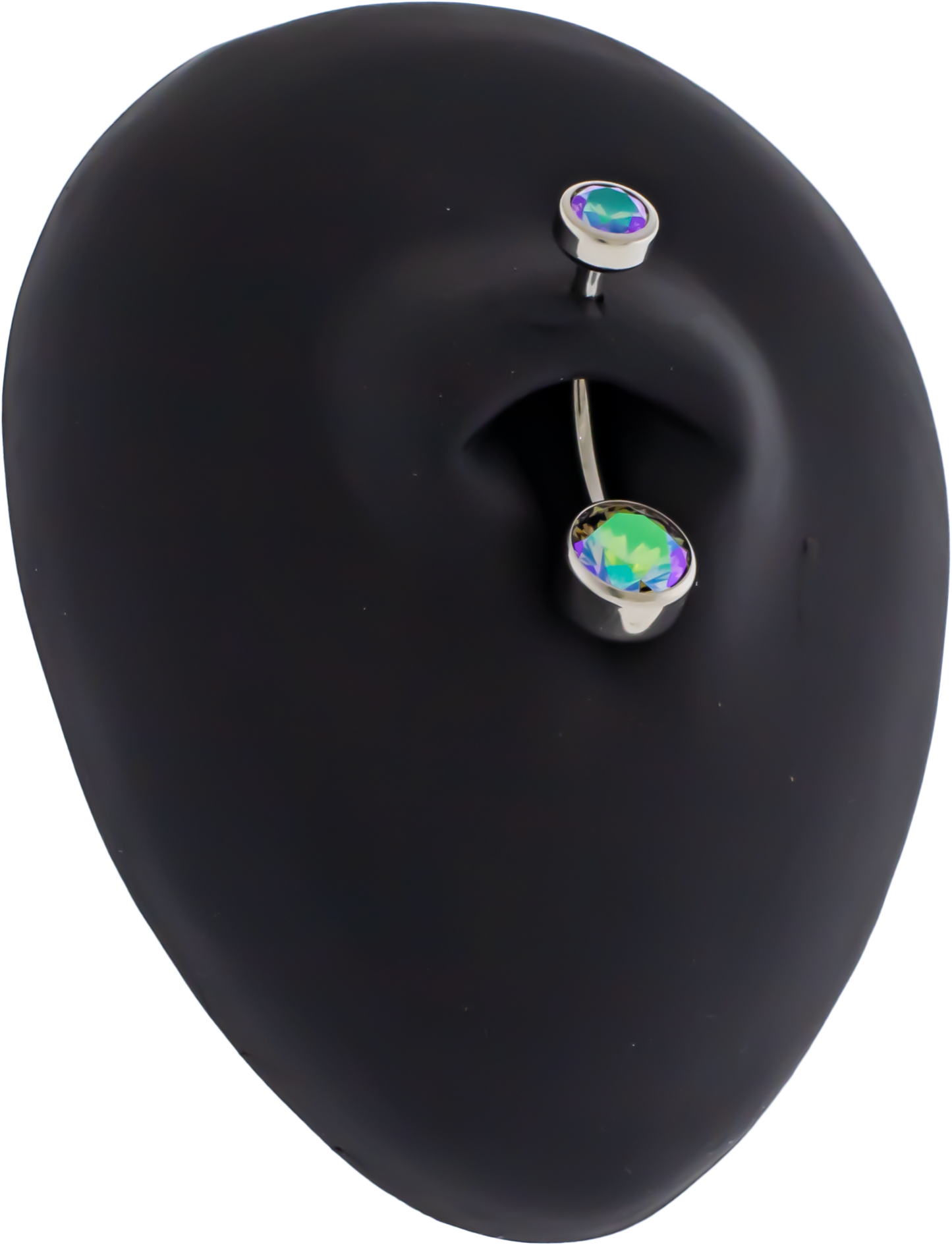14G Titanium Internally Threaded Flat Set Double Gem - Pierced Addiction