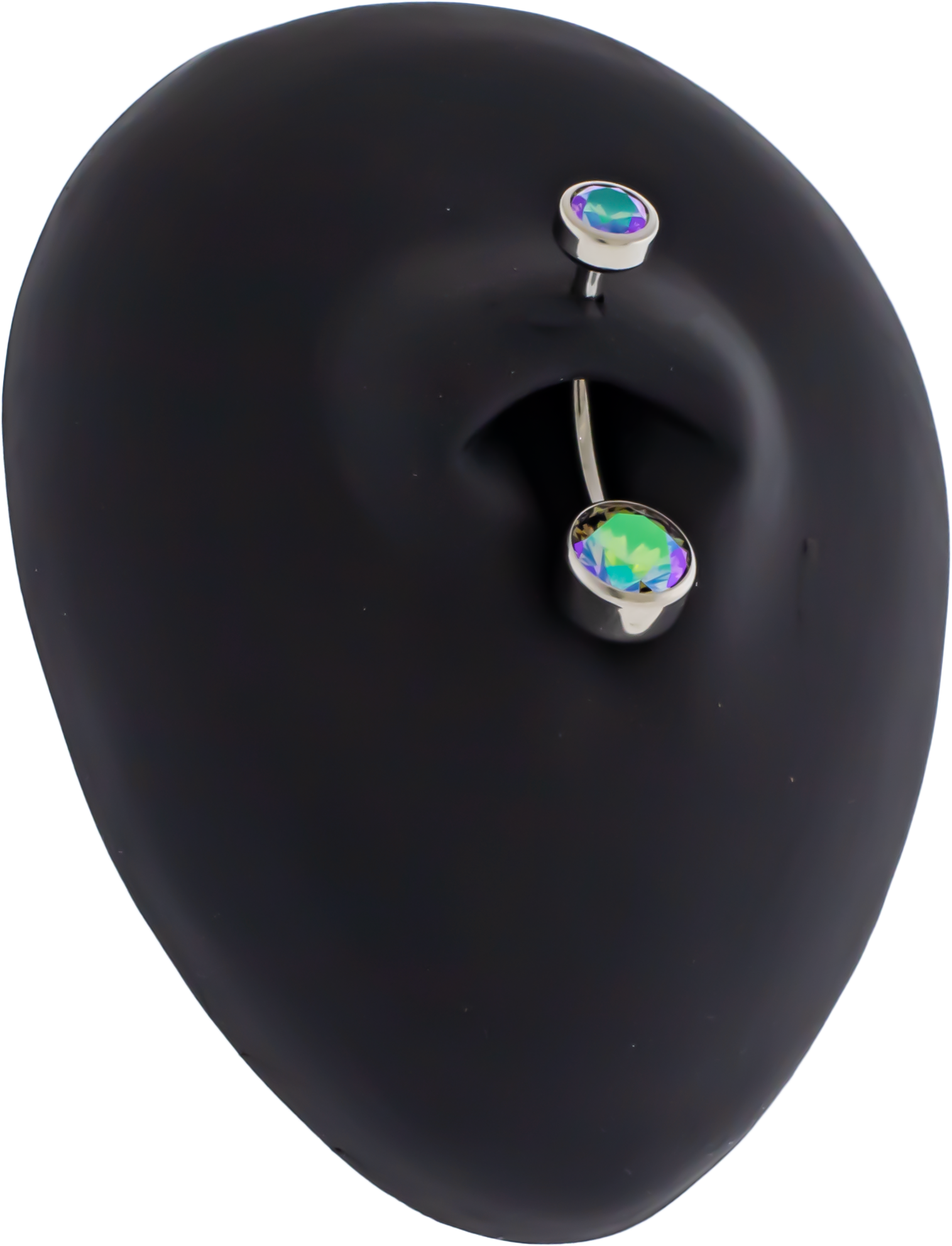 14G Titanium Internally Threaded Flat Set Double Gem - Pierced Addiction