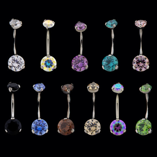 Prong Set Premium Zirconia Navel Ring - Pierced Addiction