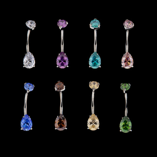 Pear Cut Premium Zirconia Navel Ring - Khrysos Jewelry