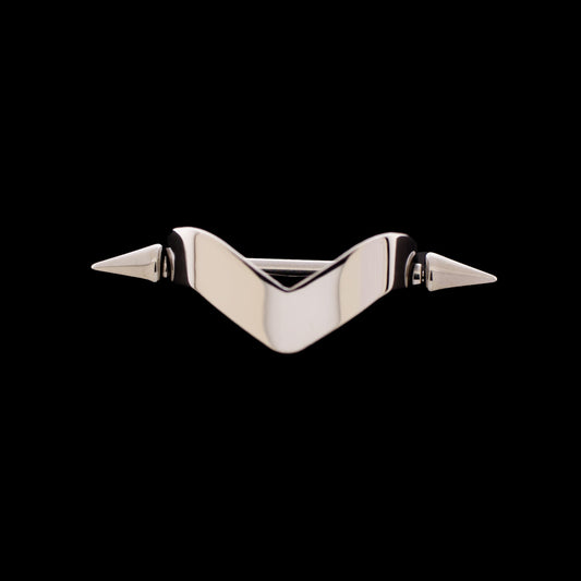 14G V-Shape Nose Bridge Cuff With Spike Ends - Khrysos Jewelry