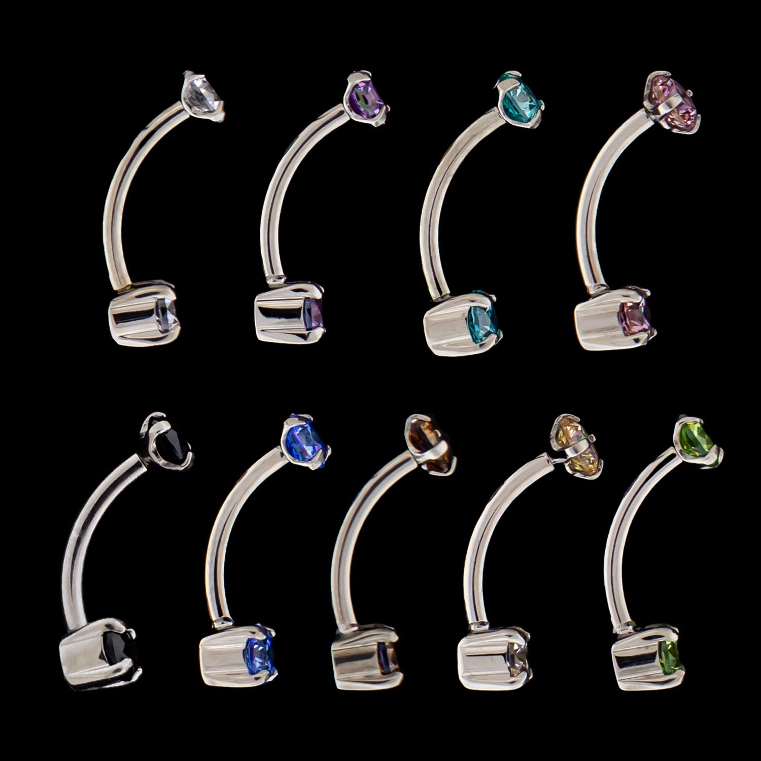 Prong Set Premium Zirconia Navel Barbell - Khrysos Jewelry