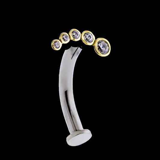 14kt Gold Threadless Crescent Floating Navel