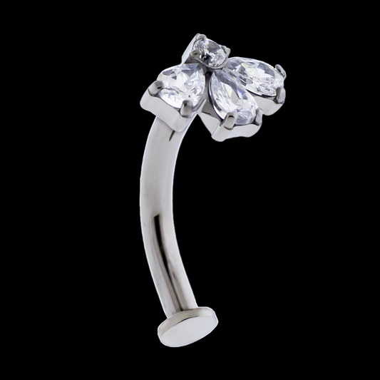 Titanium Threadless Floating Navel w/ Gem Cluster End