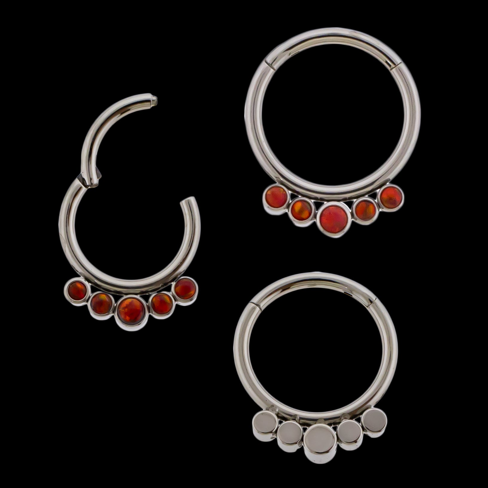 Bellagio - 16G Opal Titanium Hinged Ring- Red