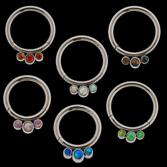 Astoria - 16G Opal Titanium Hinged Ring