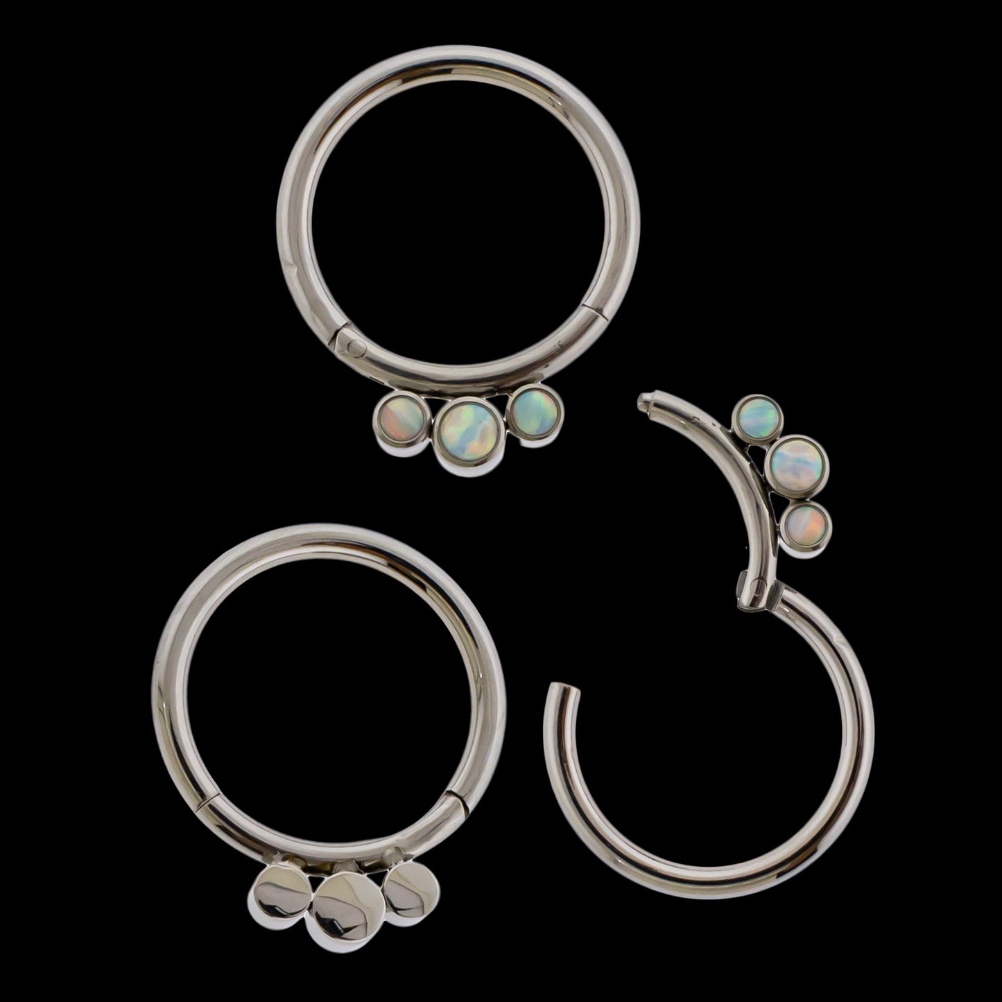 Astoria - 16G Opal Titanium Hinged Ring- White