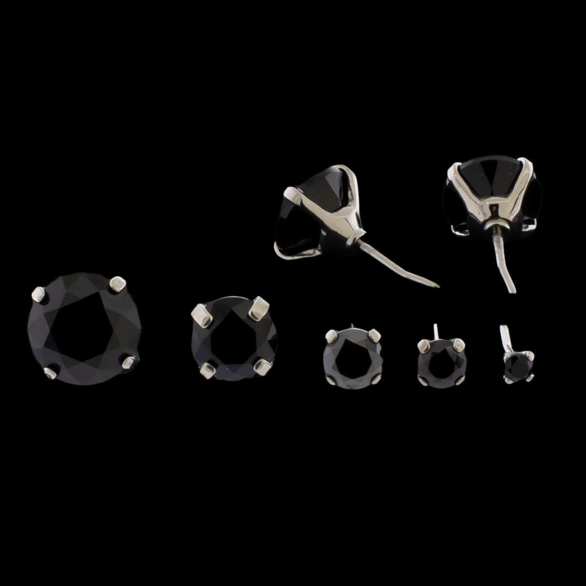 Titanium Threadless End - Round Cut Premium Zirconia- Ceramic Black