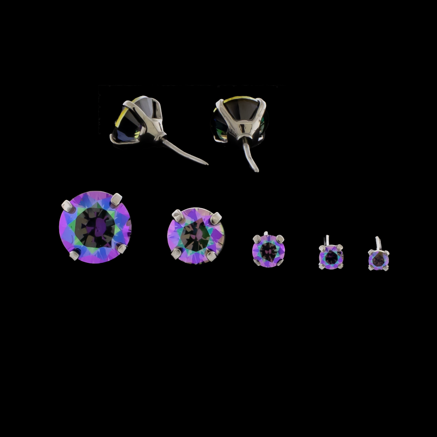 Titanium Threadless End - Round Cut Premium Zirconia- Paradise Shine