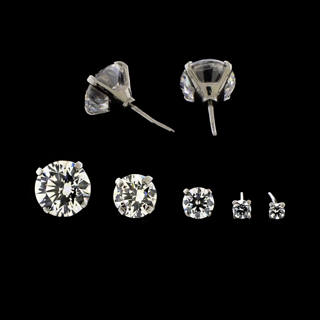 Titanium Threadless End - Round Cut Premium Zirconia- White