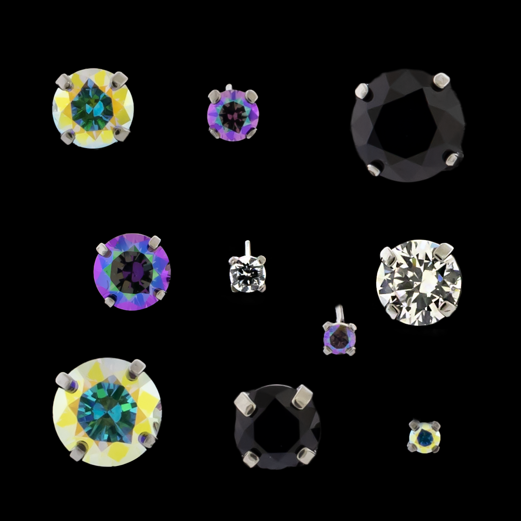 Titanium Threadless End - Round Cut Premium Zirconia