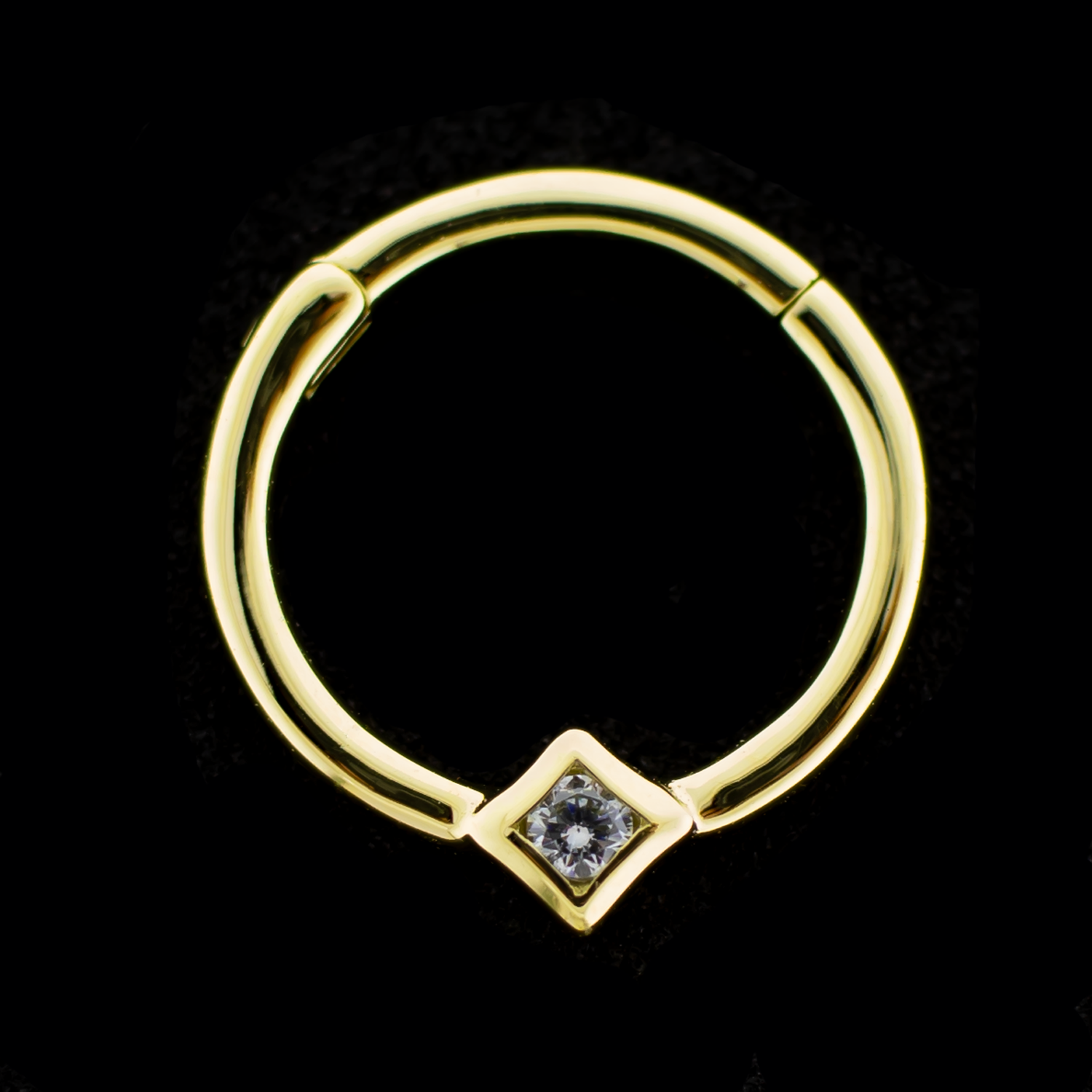 14kt Gold Hinged Ring - Diamond Accent - Pierced Addiction