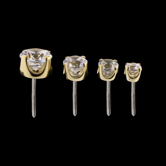 Zarela – 14kt Gold Flat Back Prong-Set Zirconia - Pierced Addiction