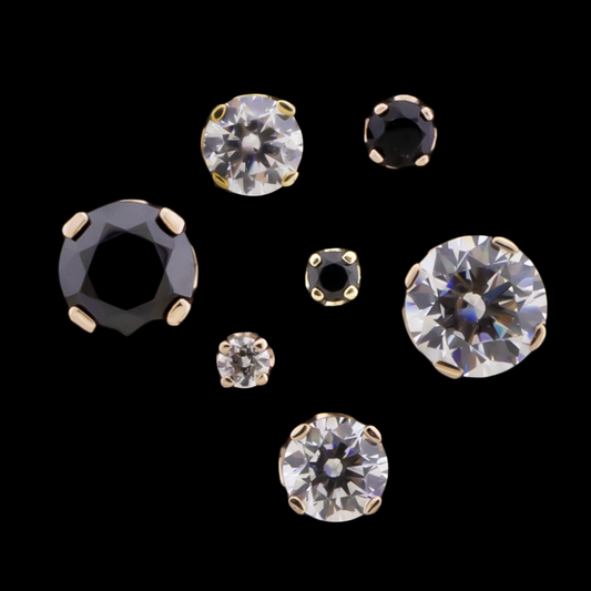 Zarela – 14kt Gold Flat Back Prong-Set Zirconia - Pierced Addiction