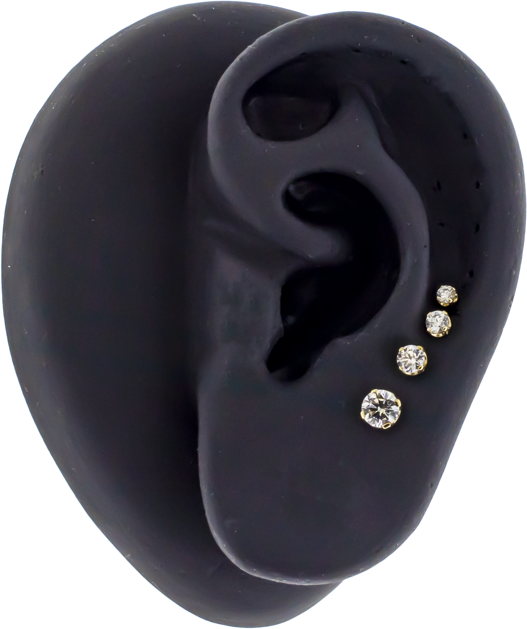 Zarela – 14kt Gold Flat Back Prong-Set Zirconia - Pierced Addiction