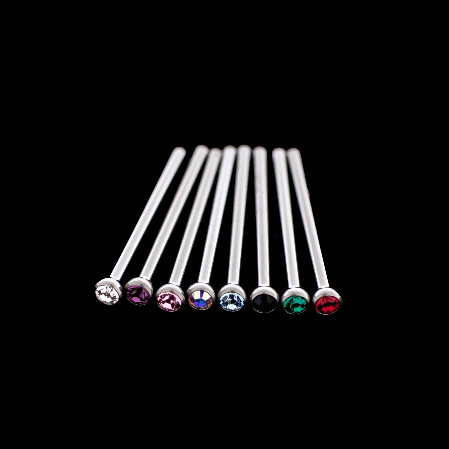 Unbent Nostril Screw / Pins Bezel set with Premium Crystals - Khrysos Jewelry