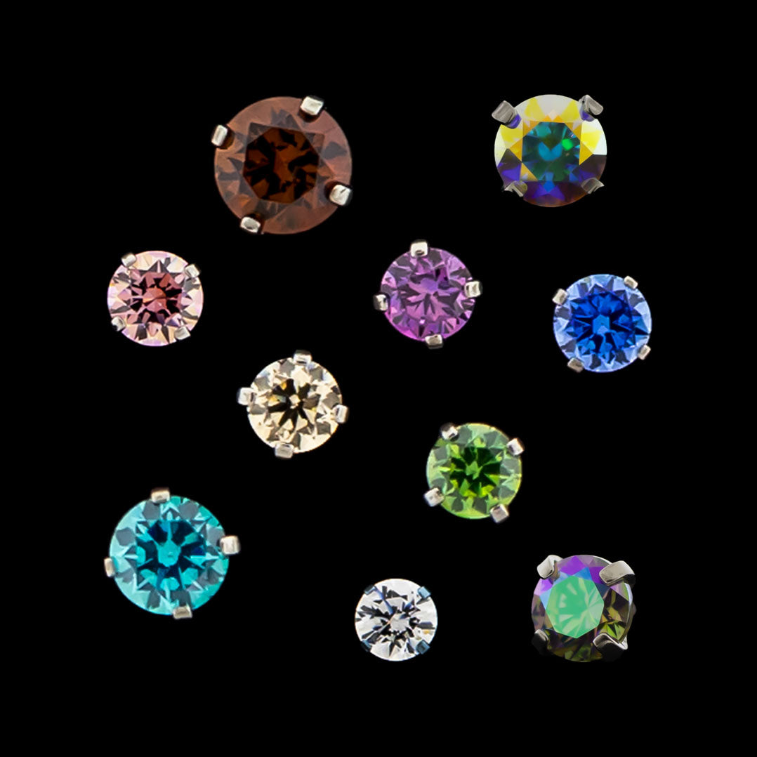 Prong Set Round Cut Premium Zirconia Threadless End - Pierced Addiction