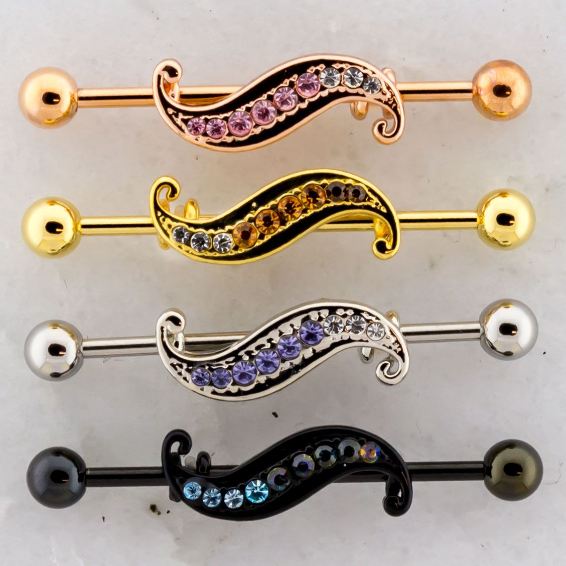 14G Industrial Barbell - Filigree Swirl - Pierced Addiction