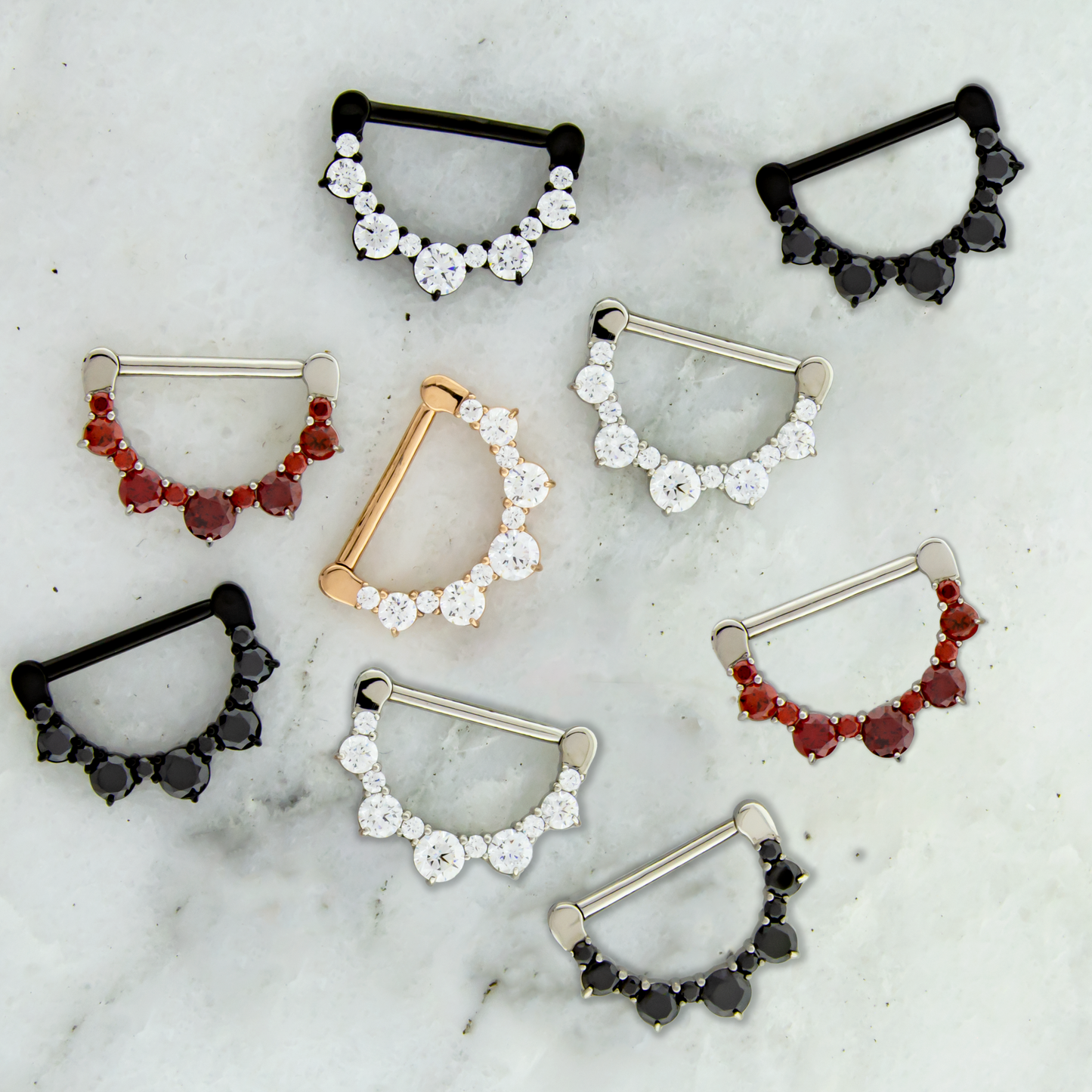 14G Alternating Gem Nipple Clicker