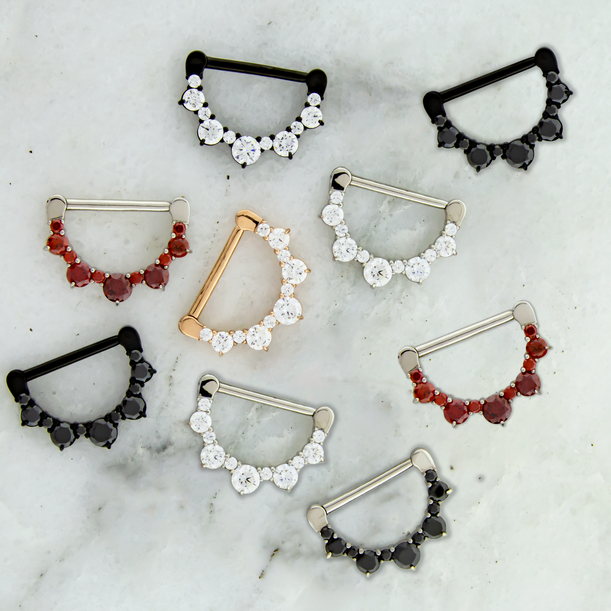 14G Alternating Gem Nipple Clicker