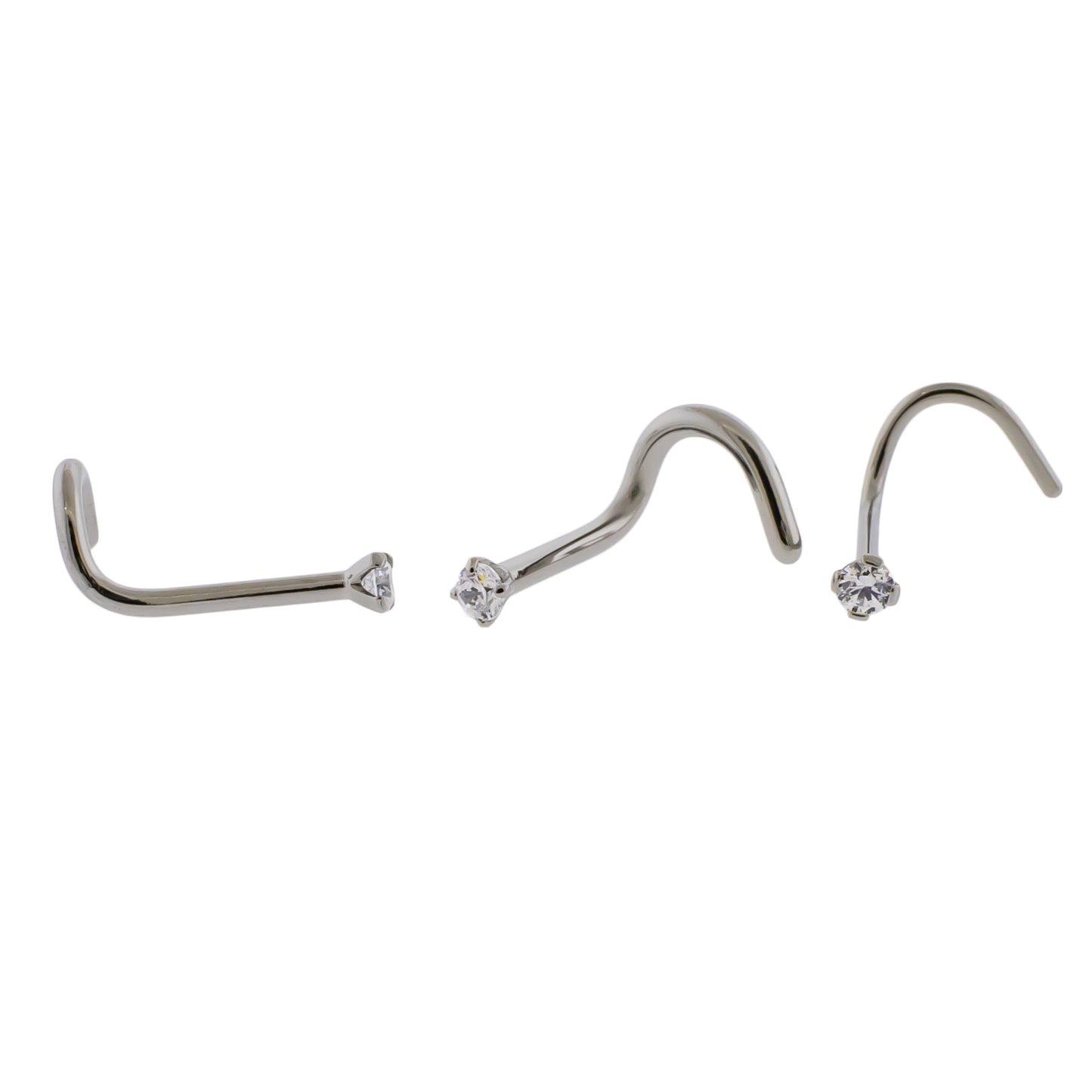 Steel Prong Set Nose Screw With Premium Zirconia - Pierced Addiction