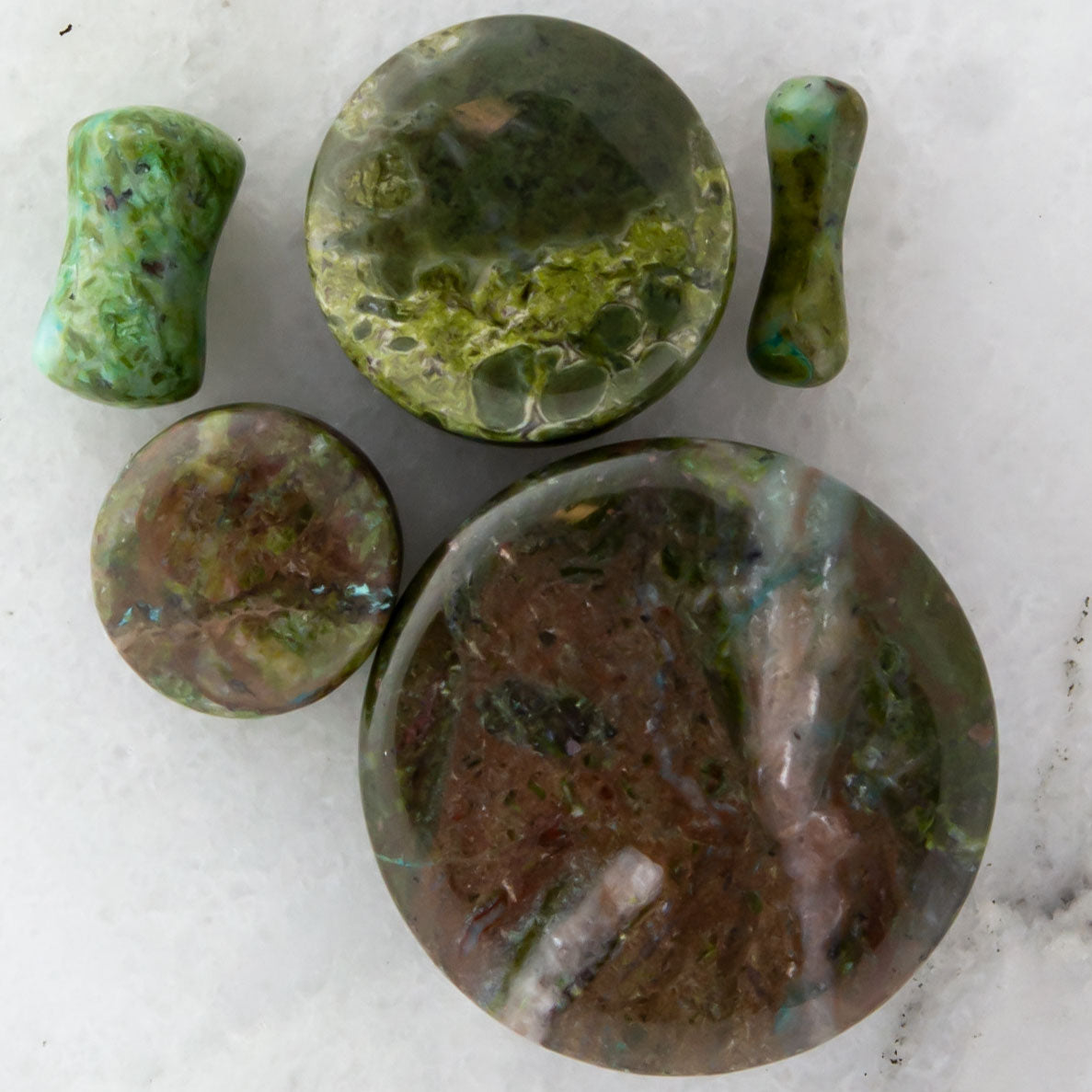 African Green Jade Stone Plugs - Pierced Addiction