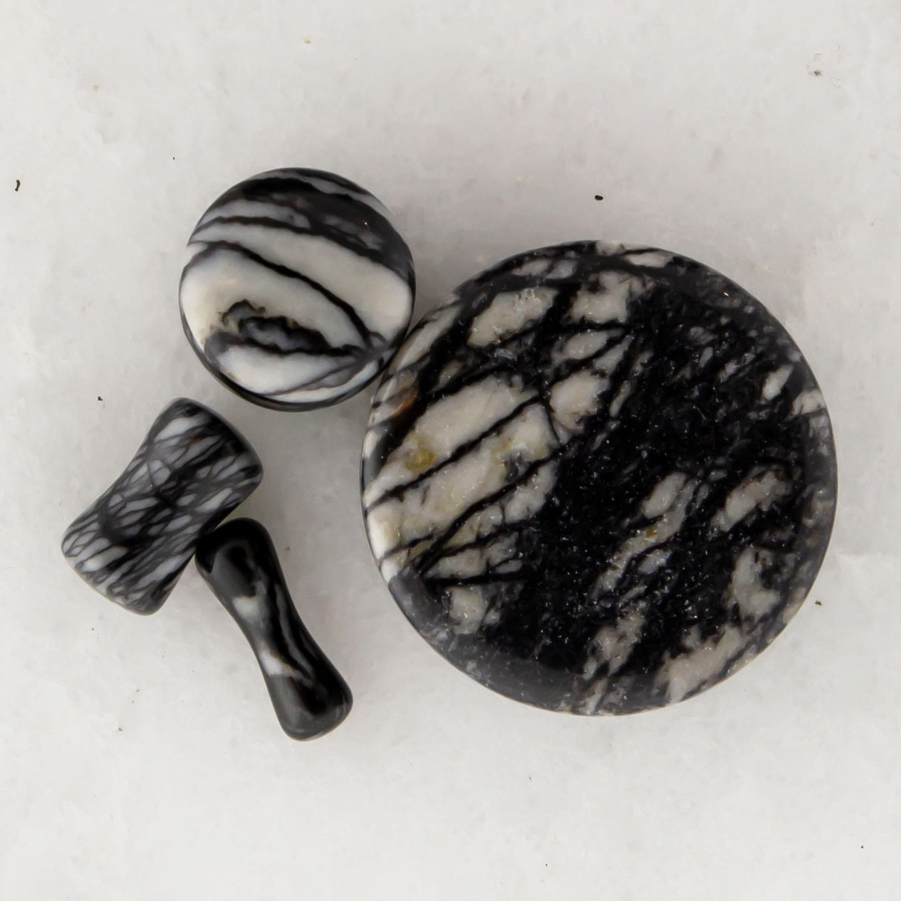 Black Net Jasper Stone Plugs - Pierced Addiction