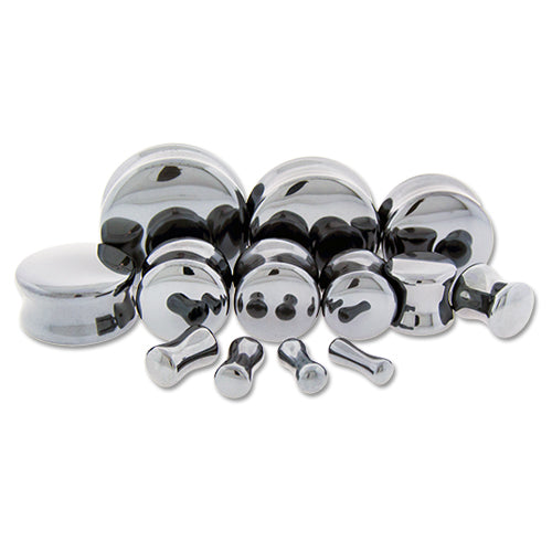 Hematite Stone Plugs - Pierced Addiction