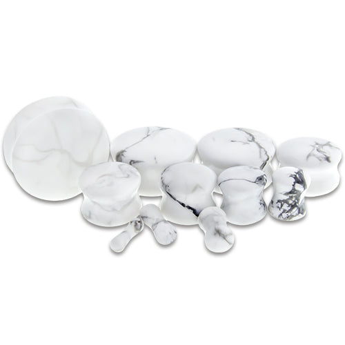 White Howlite Stone Plugs - Pierced Addiction