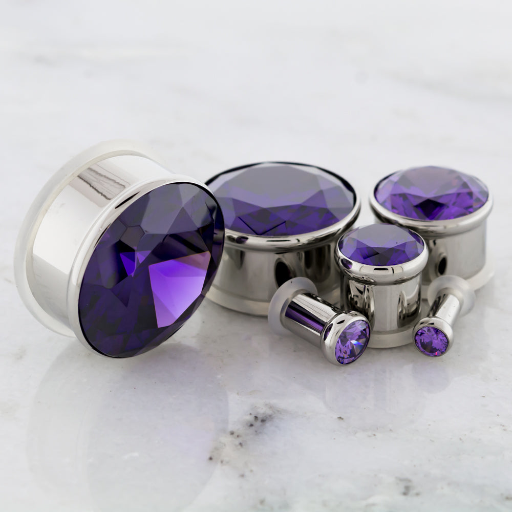 Single Flare Tanzanite Gem Plug - Pierced Addiction