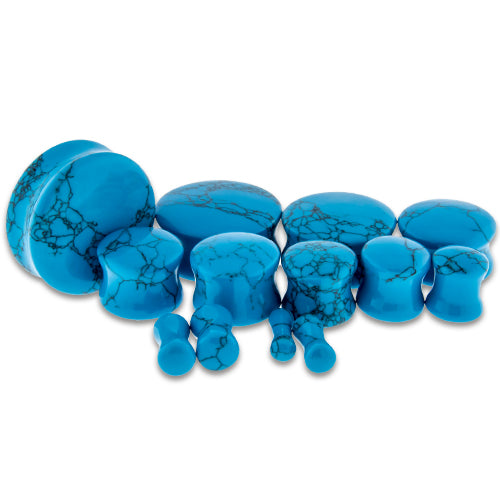 Turquoise Dyed Howlite Stone Plugs - Pierced Addiction