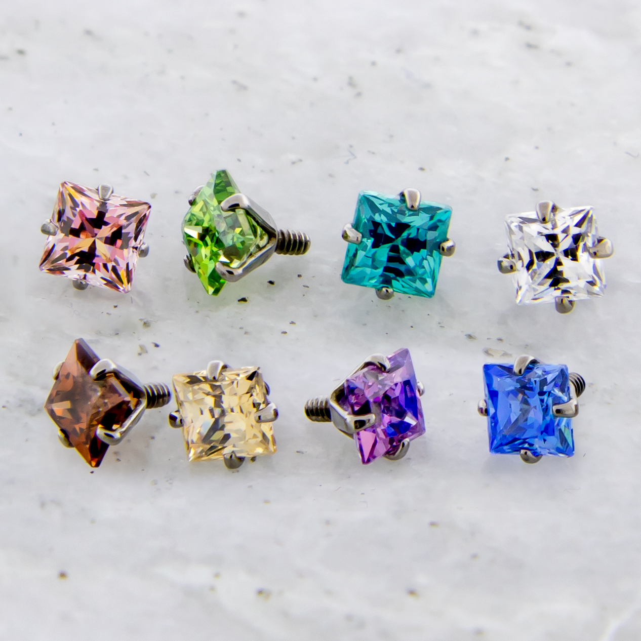 Steel 16G/18G Square Premium Zirconia- Internally Threaded - Pierced Addiction