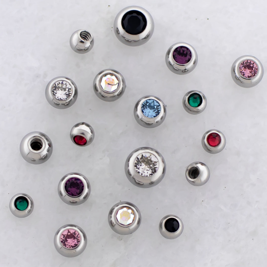 Steel Externally Threaded Gem Balls- Pierced Addiction