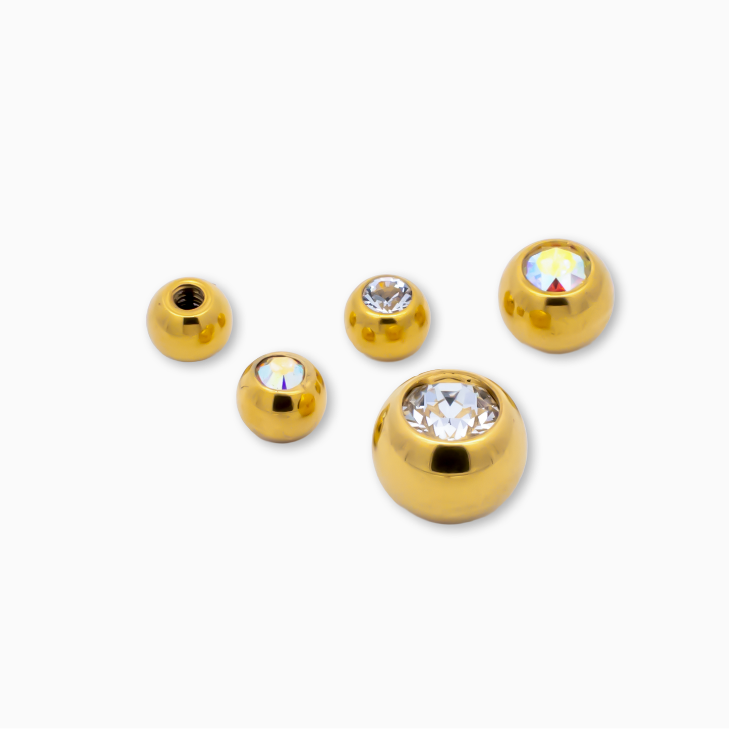Steel Externally Threaded End - Gold PVD Coated Balls W/ Gems